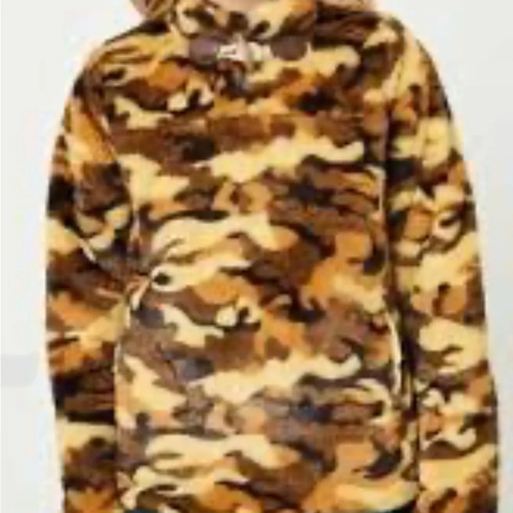 Hayden Kids Camo Print Plush Hooded Jack- Brown and Gold